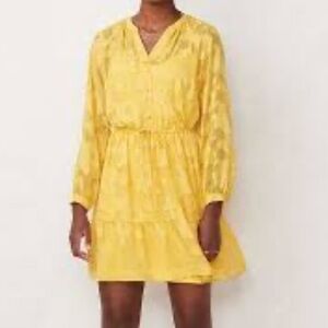 LC Lauren Conrad Yellow Midi Dress with 3/4 Sleeves and Tie Front NWT size Small